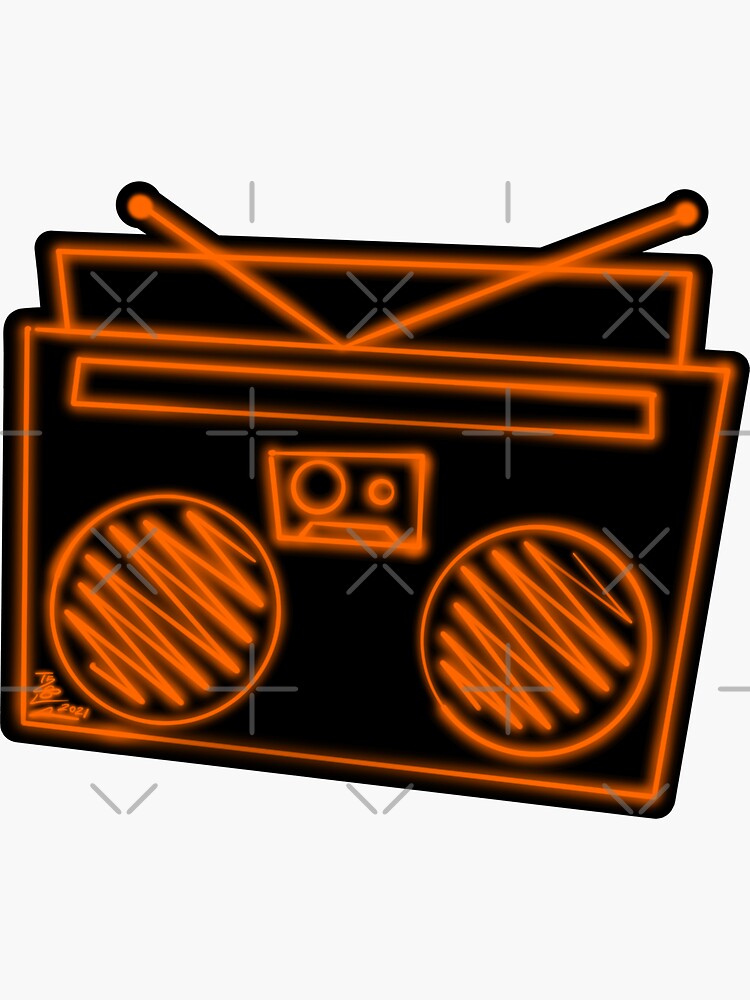 Funky Orange Neon Boombox by that5280lady