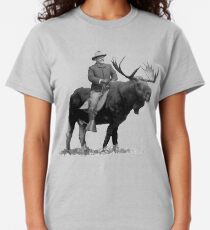 Teddy Roosevelt Riding A Bull Moose Classic T-Shirt
