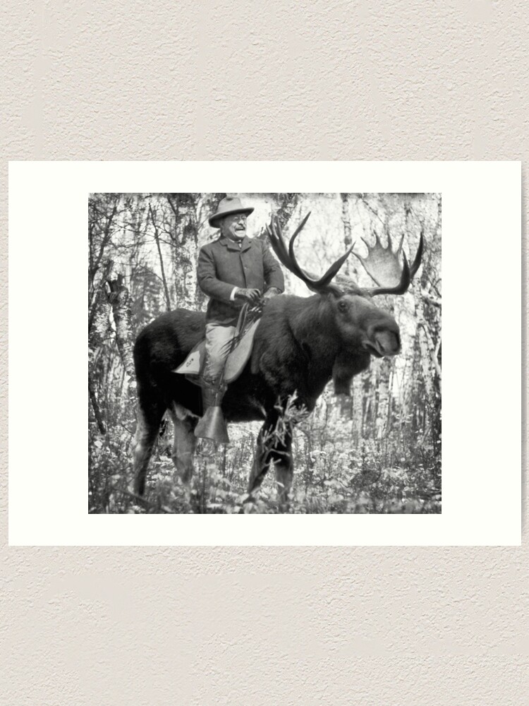 Alternate view of Teddy Roosevelt Riding A Bull Moose Art Print