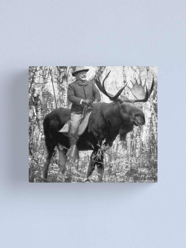 Alternate view of Teddy Roosevelt Riding A Bull Moose Canvas Print