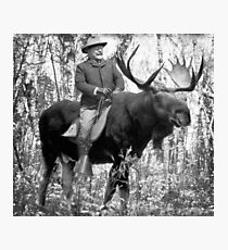 Teddy Roosevelt Riding A Bull Moose Photographic Print