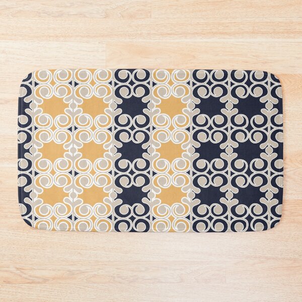 Artikelvorschau, Ornamental, vines, lines, pattern, navy blue, ochre, beige, white entworfen und verkauft von Svitac.
