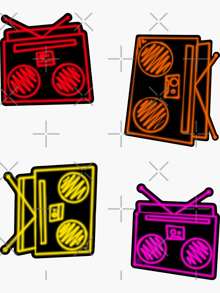 Funky Neon Boomboxes Sticker Pack Pattern by that5280lady