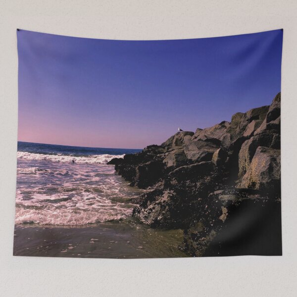 Item preview, Beach Waves At A Rocky Beach | Pink and Blue Sunset Chill Vibes designed and sold by ChrisDaniPhotos.