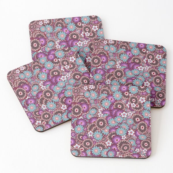 Item preview, Playful Purple and Turquoise Floral Pattern Art Print designed and sold by SeaChangeDesign.