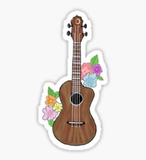 Ukulele mit Blumen Sticker