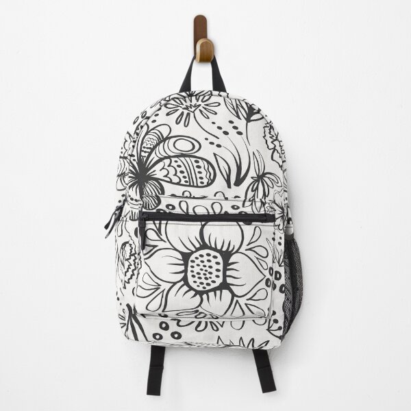 Item preview, black and white decorative flowers and leaves pattern designed and sold by Olga Lashko.