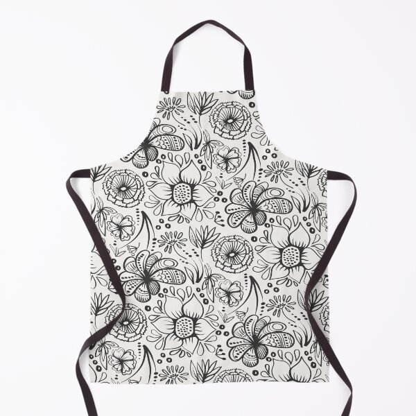 Item preview, black and white decorative flowers and leaves pattern designed and sold by Olga Lashko.