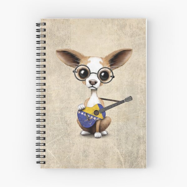 Item preview, Cute Chihuahua Playing Bosnian Flag Guitar designed and sold by JeffBartels.