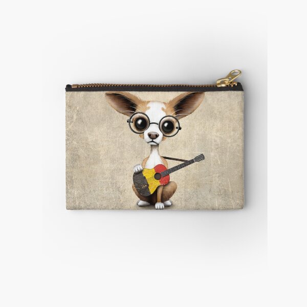 Item preview, Cute Chihuahua Playing Belgian Flag Guitar designed and sold by JeffBartels.