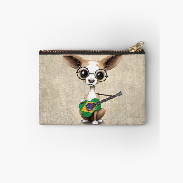 Item preview, Cute Chihuahua Playing Brazilian Flag Guitar designed and sold by JeffBartels.