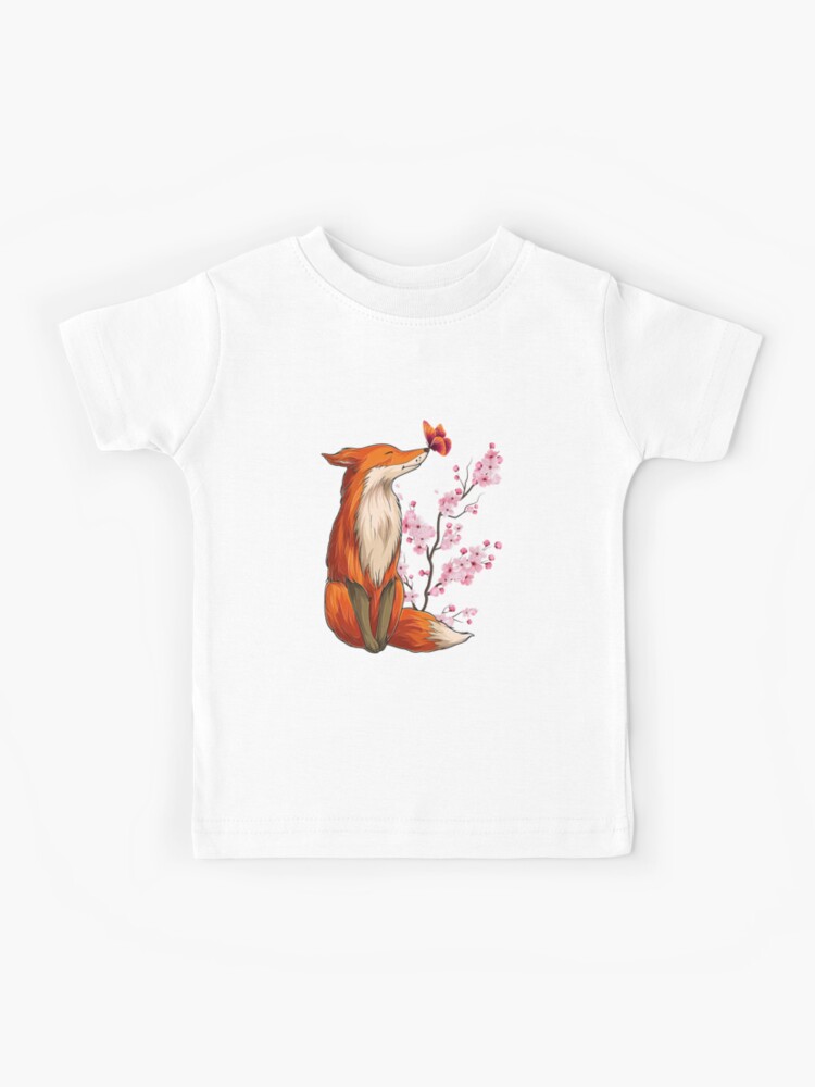 Japanese Fox Cherry blossom Flower sakura trees Kawai Kids T-Shirt for Sale  by SageJarc