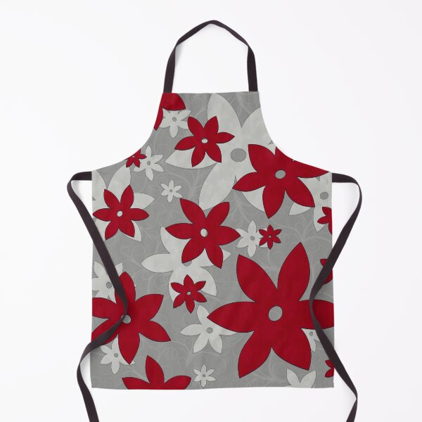 Item preview, Red flowers, vines, grey, light grey designed and sold by Svitac.