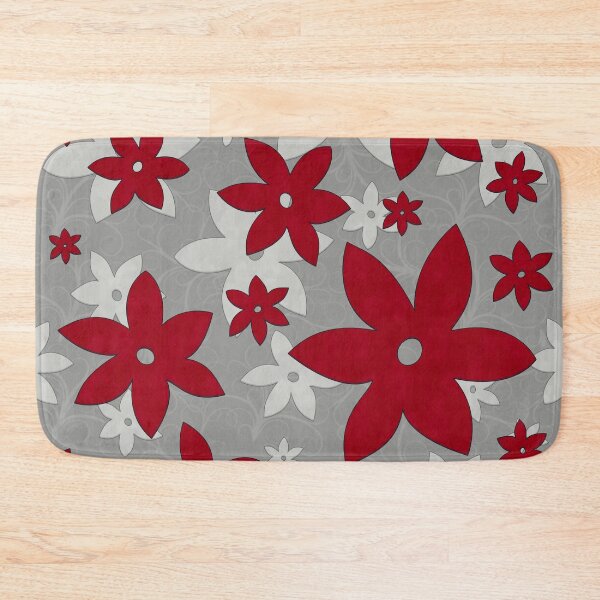 Item preview, Red flowers, vines, grey, light grey designed and sold by Svitac.