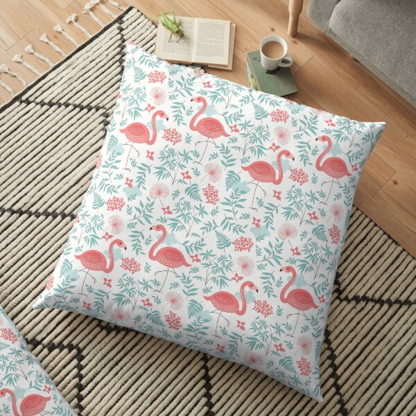 Seamless pattern with a flamingo Floor Pillow