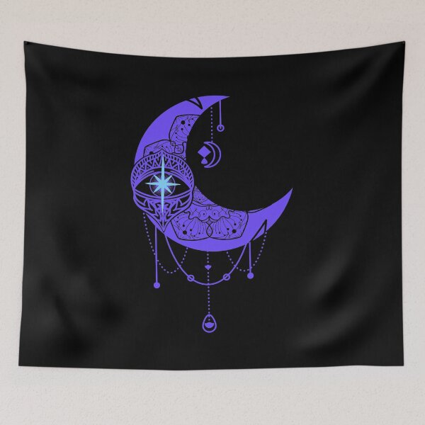 Item preview, Mandala Style Purple Crescent Moon Watchful Eye Design designed and sold by OnyxMoonDesigns.