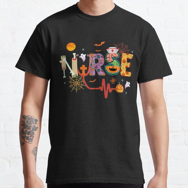 Nurse Halloween Costume Stethoscope Heartbeat Pumpkin Classic T-Shirt