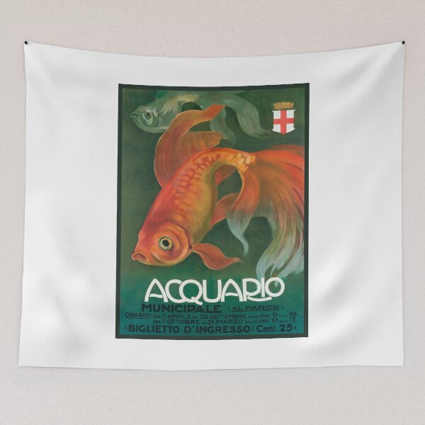 Item preview, 1910 ITALY Acquario Aquarium Goldfish Advertising Poster designed and sold by retrographics.