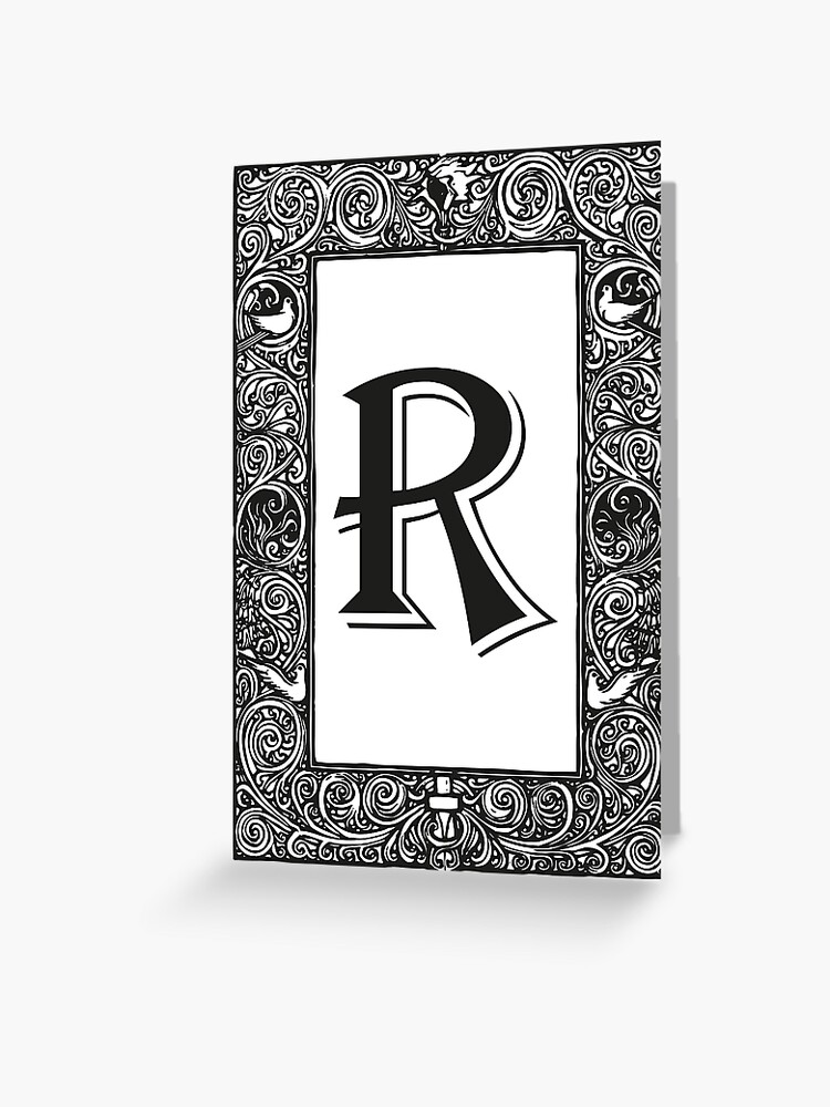 Vintage Monogram | Letter R | Black and White | | Greeting Card