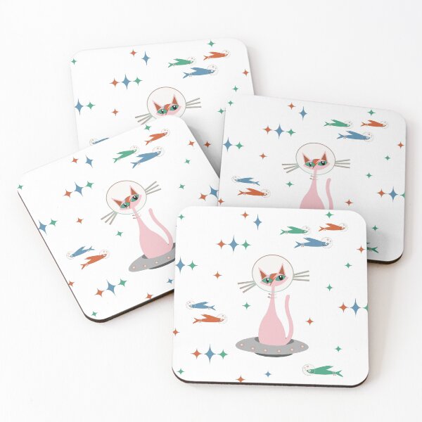 Aperçu de l'œuvre Bowie Space Kitty sur blanc créée et vendue par 7SistersGraphX.