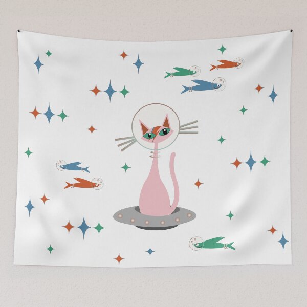 Item preview, Bowie Space Kitty on White designed and sold by 7SistersGraphX.