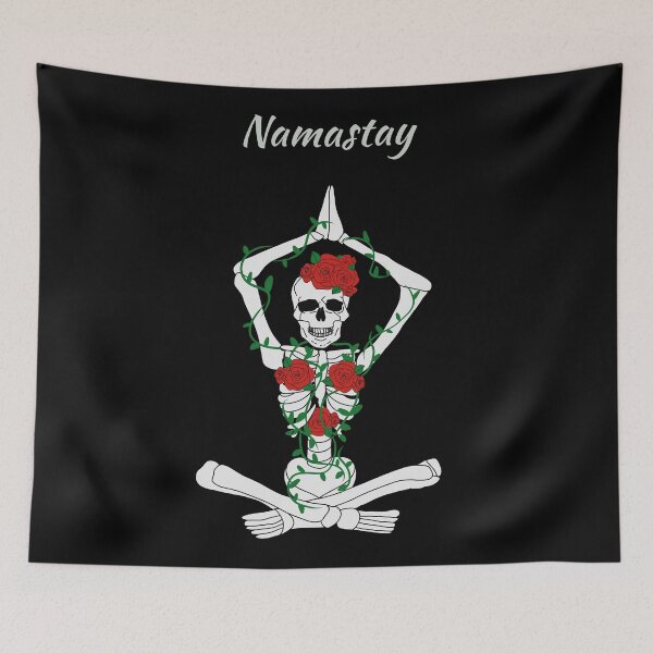 Item preview, Namaste meditating skeleton designed and sold by Mermaidssparkle.
