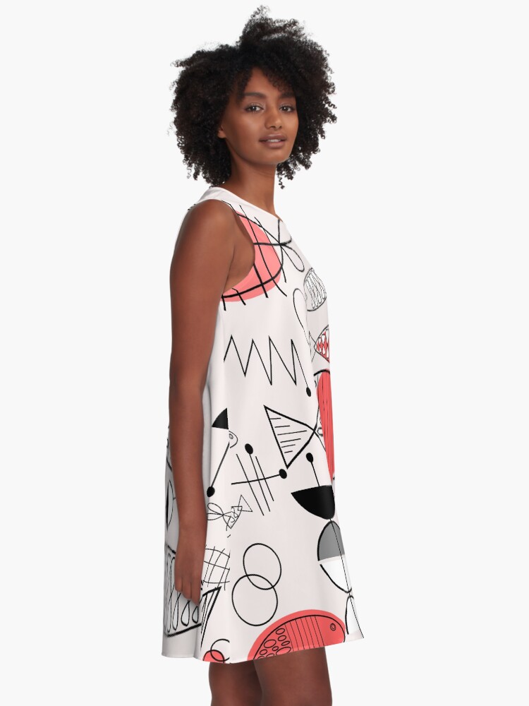 Alternate view of Mid-Century Fish Salmon Pink A-Line Dress