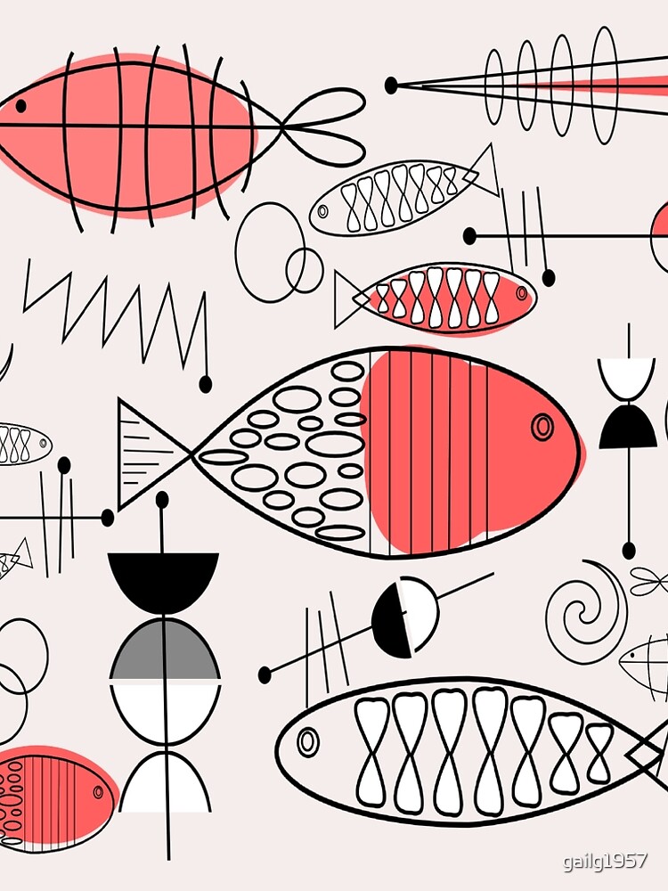 Mid-Century Fish Salmon Pink by gailg1957