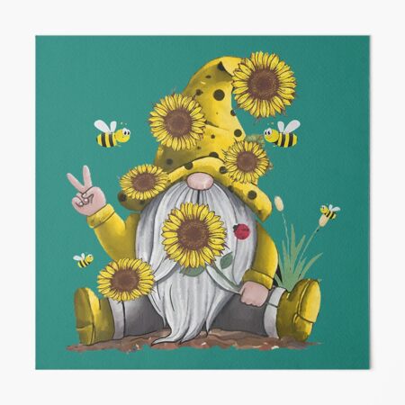 bumble bee gnome gift for honey lover sunflower lover Honeybee Gnomes  Art  Board Print for Sale by SaidDhaouadi