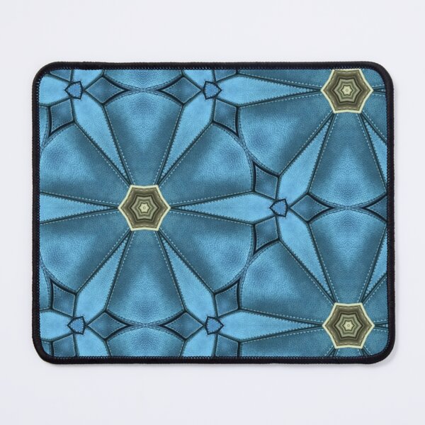Item preview, Leather-Look Print Mandala Pattern in Blue, Indigo, Beige designed and sold by wild.geranium.design.