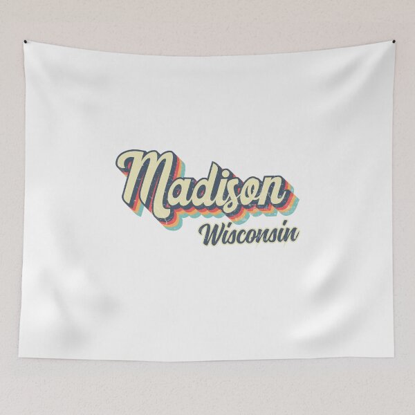 Item preview, Madison city Wisconsin Retro Vintage 70s rainbow designed and sold by Teelogic.