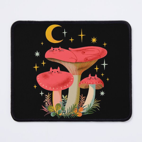 Item preview, Cottage core Aesthetic psychedelic Mushroom Cats Moon Witchy cottagecore shroom designed and sold by Giddygoatthe3rd.