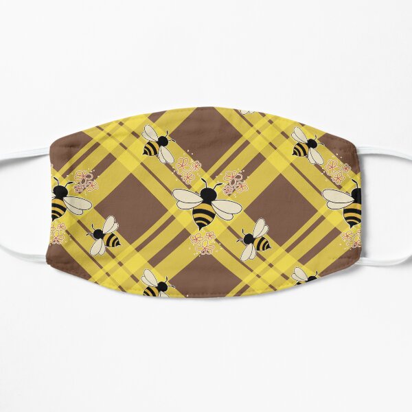Plaidweave and Bees Flat Mask