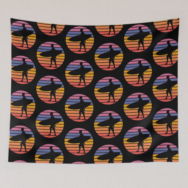 Item preview, SURFER SURFING Retro Sunset Silhouette designed and sold by MOP-tees.