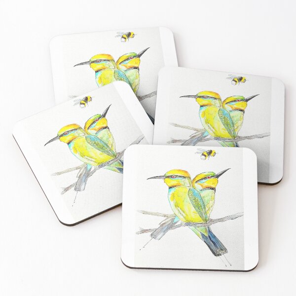 Item preview, Australian Rainbow Bee-eaters birds with bee designed and sold by Liz HL Art Shop.