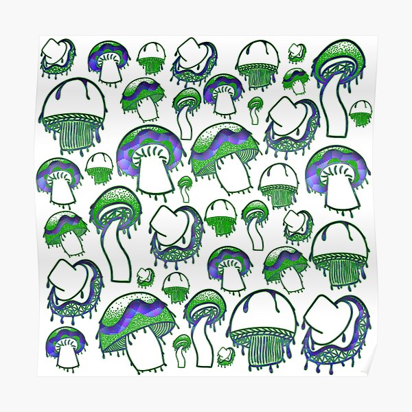 neon mushrooms Poster