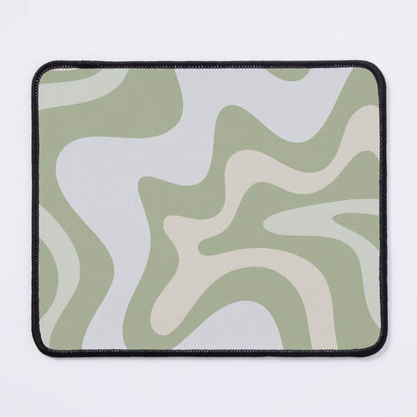 Item preview, Retro Liquid Swirl Abstract Pattern Square Sage Green Beige Gray designed and sold by kierkegaard.