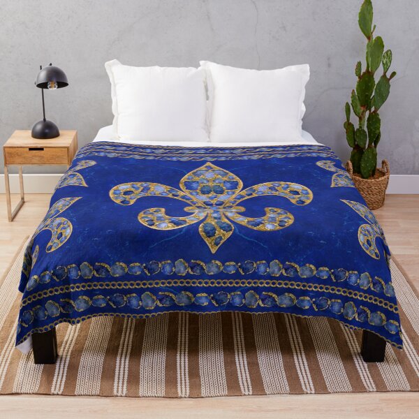 Item preview, Fleur-de-lis Sapphire and Gold designed and sold by k9printart.