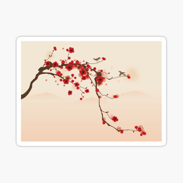 Item preview, Whimsical Red Cherry Blossom Tree designed and sold by RumourHasIt.