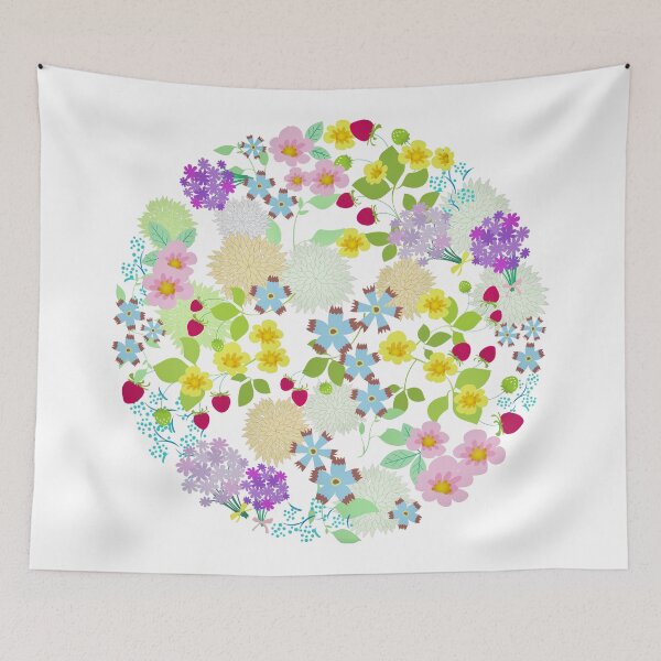 Item preview, Colorful Wild Flowers Happy Circle designed and sold by monodesigns.