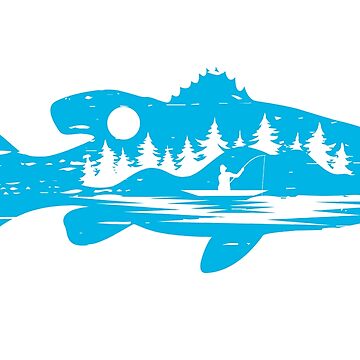 Silhouette fish fishing scene- fishing scene Sticker for Sale by Designs  Of all kinds