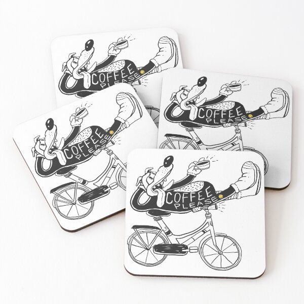 Item preview, COFFEE PLEASE DOG ON BIKE CUTE FUNNY designed and sold by aydapadi.