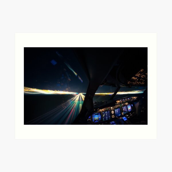 Approaching the runway at night Art Print