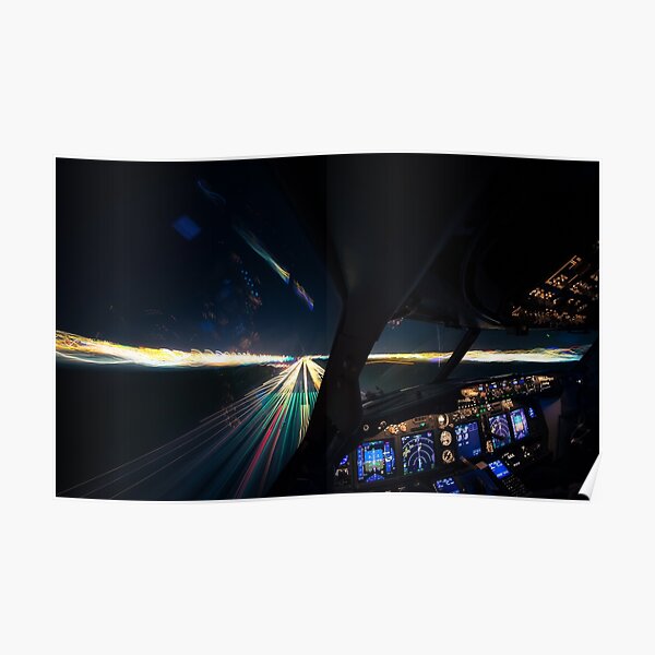 Approaching the runway at night Poster