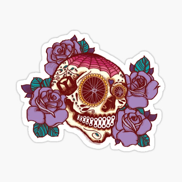 Cycling Inspired Sugar Skull Sticker