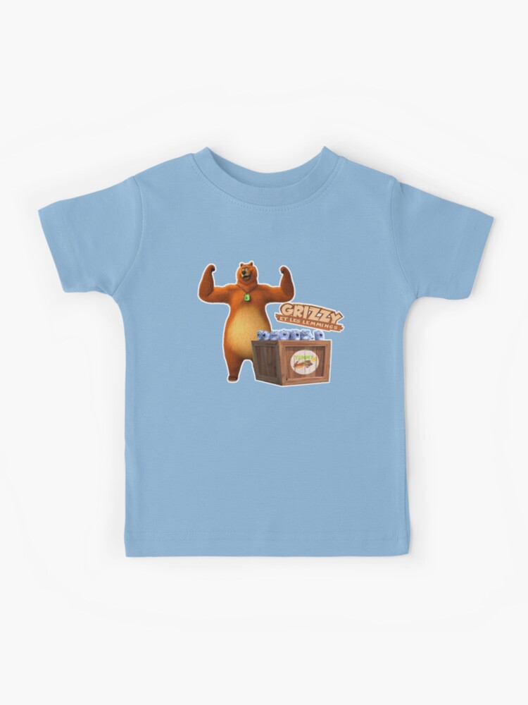 Camiseta Grizzy e Lemmings Infantil Camisa Juvenil Personagens Desenho Kids  Azul Crianças Festa Presente