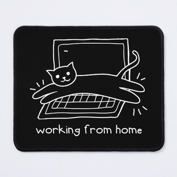 Item preview, Working From Home - Funny Cat on Laptop Chalkboard Line Art designed and sold by GrimButterfly.