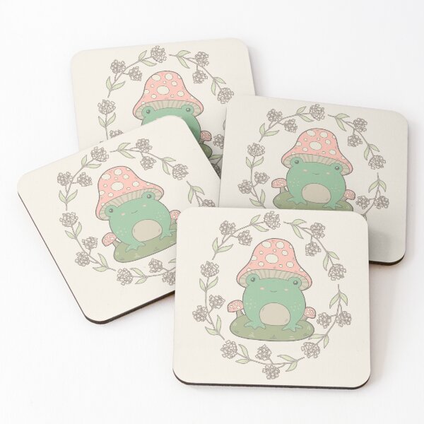 Item preview, Cute Frog With Mashroom Hat - Cottagecore Aesthetics designed and sold by GrimButterfly.