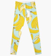 Legging Patrón de plátano sobre fondo turquesa