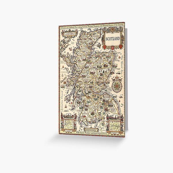 Item preview, Vintage Scotland map greeting card, postcard - Christmas card designed and sold by mappendant.